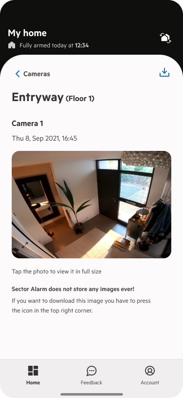 Sector alarm App live video